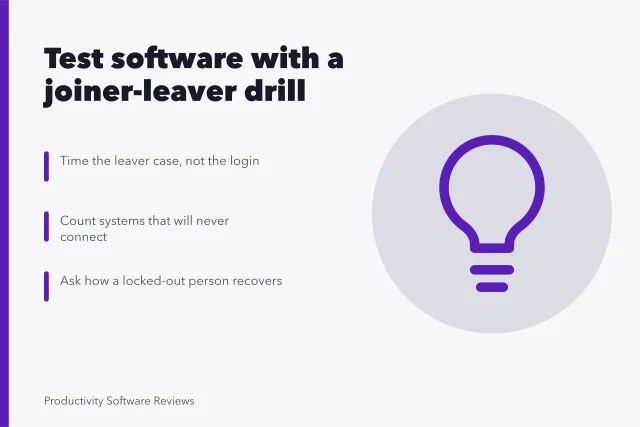 Card on testing account administration software with a joiner-leaver drill. How to test account administration software with a joiner-leaver drill