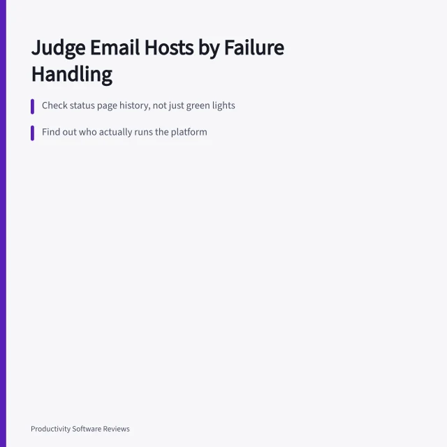 Card on judging email hosting by failure handling and support queues. Email hosting reliability: judge providers by failure handling, not promises