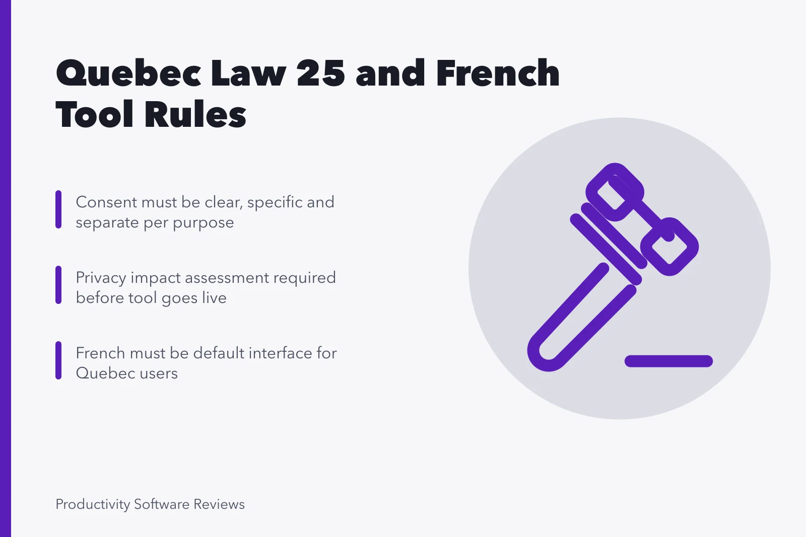 Quebec Law 25 compliance rules for Montreal collaboration software and French interfaces. Quebec's Law 25 and French-language rules for Montreal collaboration tools