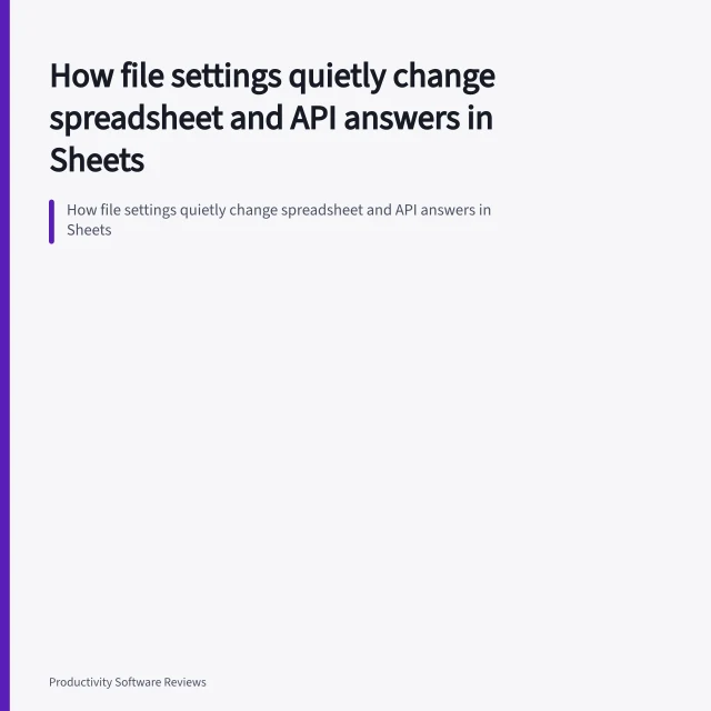 How file settings quietly change spreadsheet and API answers in Sheets. How file settings quietly change spreadsheet and API answers in Sheets