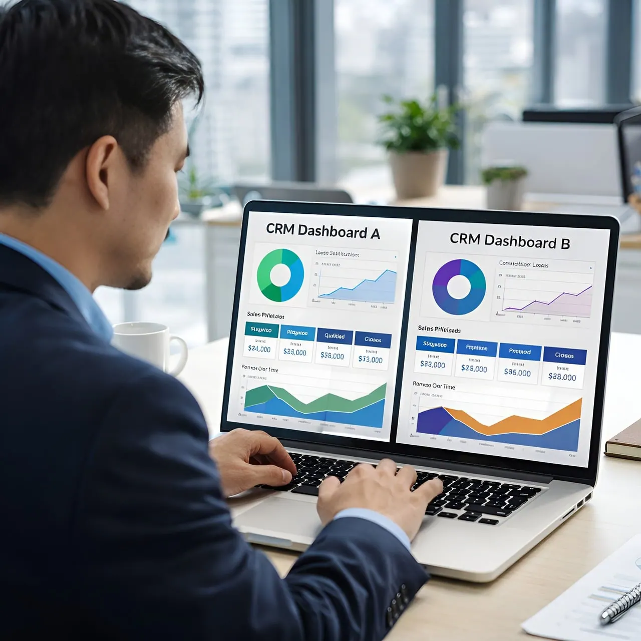 crm, analytics dashboard, business analytics, office environment, digital tools, decision making, user interface, productivity, business software, workflow management, modern offic
