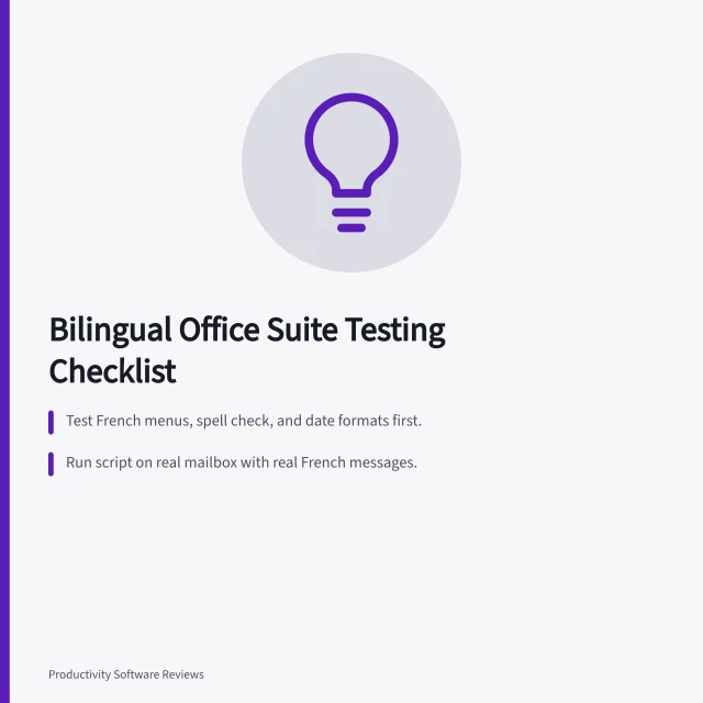 Checklist for testing bilingual email and office suites in Canada. Testing bilingual business email and office suites, a Canadian checklist