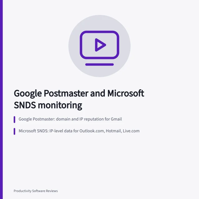 Email deliverability dashboards tracking sender reputation and spam complaint rates. US deliverability tools: Google Postmaster Tools and Microsoft SNDS